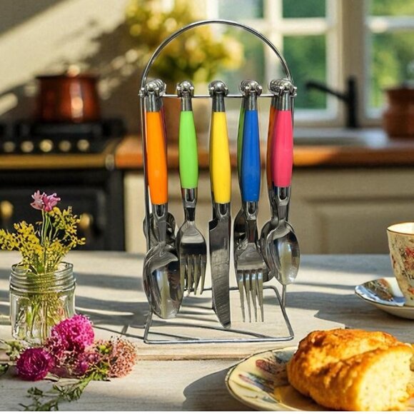 Colorful Cutlery Set with Stand 20 pieces - Picture 1 of 7